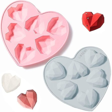 3D Hjerte Silikonform Valentinsdag Chokoladeforme Diamant Hjerte Bageform