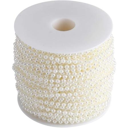 40 m/rulle 4 mm konstgjorda pärlor diy ornament pärlgardin w/festival festdekoration beige dekoration