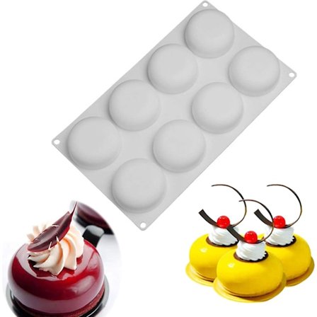 Silikone Kageform Til Bagning 8 Huller 3D Sten Rund Form Silikone Mousse Kage Pop Form, Non-Stick Slik Chokolade Gele Bageform Bakke, Konditori Ost