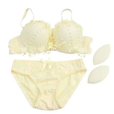 Naisten Pitsi Alusvaatesetti Seksikäs Rintaliivi Push Up Rintaliivi Alusvaatteet Rintaliivi Ja Alushousut (keltainen, 75b)Keltainen75B Yellow 75B