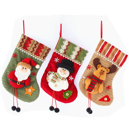 3-pack julstrumpedekorationer, traditionella julstrumpor