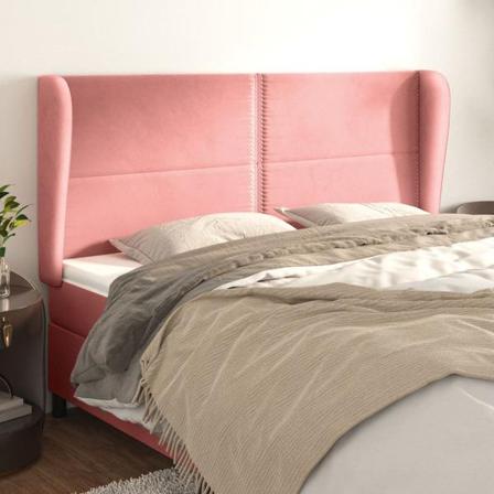 Vidaxl Huvudgavel Med Kanter Rosa 203x23x118/128 Cm Sammet Rosa