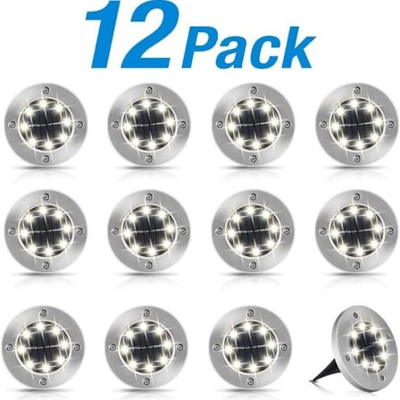 Solcellsbelysning för golv, 12 st 8 LED-lampor, vattentät KLB