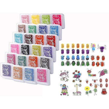 Bläckdynor, 24 färger Fingerprinting Ink Pads Imprint Ink, Craft Stamps And Card