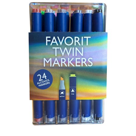 Kaksikärkiset taidetussit, 24 kpl – ohuet ja paksut kärjet