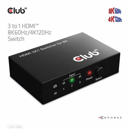 Club 3D 3 To 1 HdmiT 8K60Hz/4K120Hz