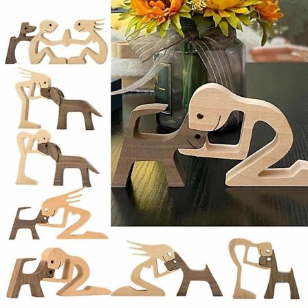 Käsin veistetty puinen maalaamaton koira ihmisveistos patsas keskeneräinen-mxbc