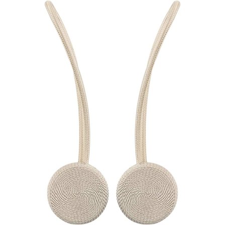 Beige sæt med 2 magnetiske gardinholdere, håndvævede