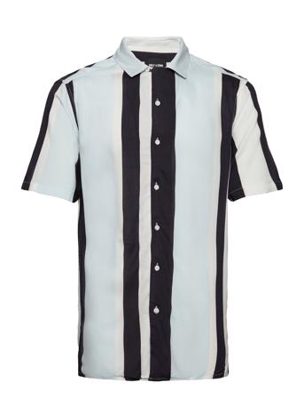 Onswayne Life Reg Stripe Viscose Shirt Kortermet Skjorte Marineblå ONLY & SONS*Betinget Tilbud