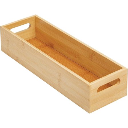 Sæt med 2 Organizer-bokse med håndtag - Praktisk træskuffe til opbevaring af mad, krydderier, nødder eller flasker - Åben køkkenorganisator i 