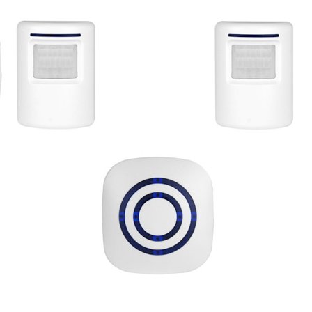 Bevegelsessensor Alarm, Trådløs Innkjørsel Alarm, Hjemmesikkerhet Bedrift Detekterer Varsel med 2 Sensorer og 1 Mottaker, 38 Ringetoner - LED-