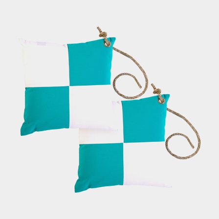 Merelliset sisustustyynyt Marine Business Waterproof Windproof Check Acqua & White, 40 x 40 cm, 2-pack