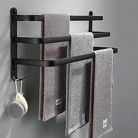 Badeværelses Håndklædehylder, Sorte Væghængte Håndklædeholdere Til Brusebad