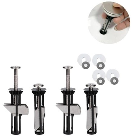 2 sæt - Installationsudstyr til toiletsæde - Universelt boltsæt til toiletsæde - Sort