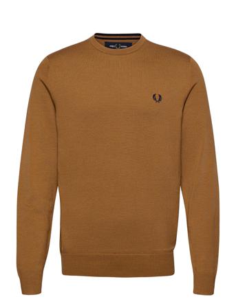 Classic C/N Jumper Neulepaita Pyöreä Kaula-aukko Ruskea Fred Perry