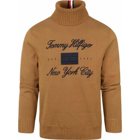 Tommy Hilfiger, Tommy Hilfiger Rol Hals Bruin Bruin, Heren, Maat:XL,polyester