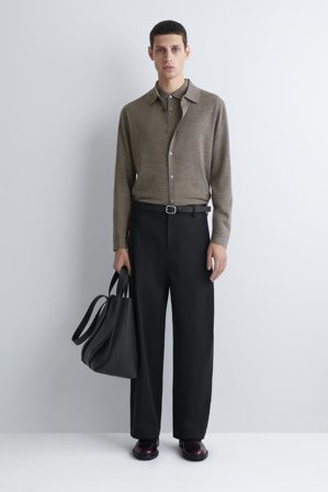 COS Homme Chemise En Maille De Laine Mérinos in Marron