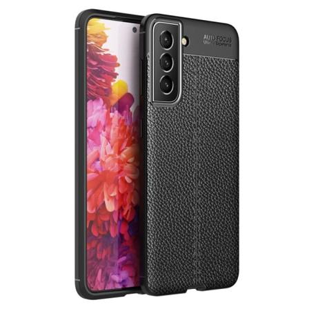 Samsung Galaxy S22 TPU-etui med Litchi-struktur - Sort Sort