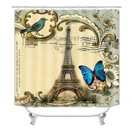 Vandtæt bruseforhæng badeforhæng Eiffeltårnet print Ret