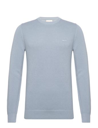 Cotton Pique C-Neck Tops Knitwear Round Necks Blue GANT
