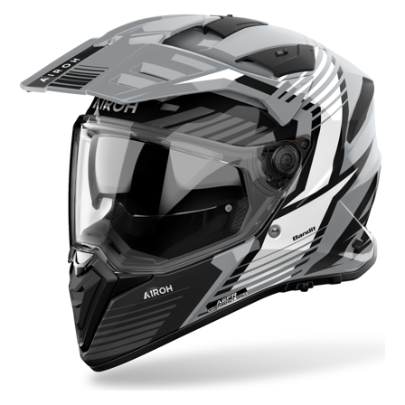 Adventure-Kypärä Airoh Bandit Kiiltävä harmaa L
