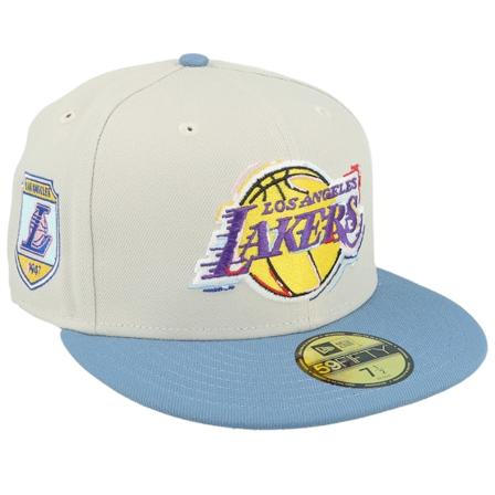 New Era - NBA Beige fitted Casquette - Los Angeles Lakers Color Brush Stone/Blue Fitted @ Hatstore