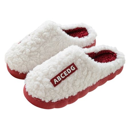 Efterårs- og vinterbomuldstoffler til par, indendørs varme, tykke, komfortable hjemmesko, udendørs pelsede sko til mænd Beige