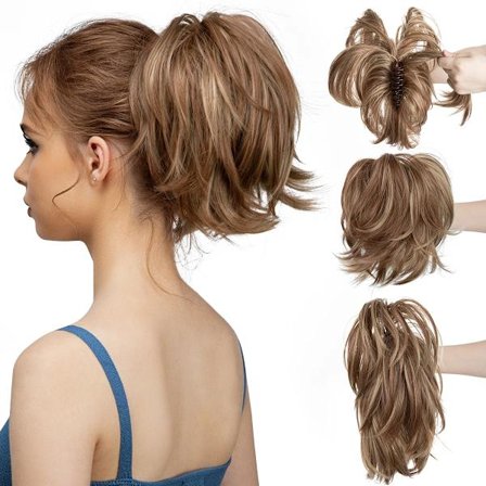 Synthetic Claw Clip In Ponytail Hair Extensions Diy Hairpiece Hair Bun Fake Blonde Hair False Pigtail for Women