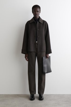 COS Women's Double Faced Wool Short Jacket in Brown