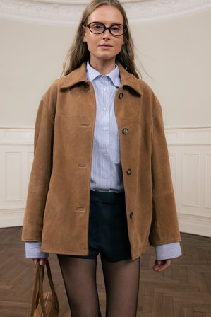 Premium Selection Veste en daim - Cuir véritable - Marron - EU 42