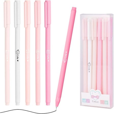 6 st Flytande bläckpennor, snabbtorkande kulspetspennor gelpennor för studenter vuxna kontorsmaterial (rosa)