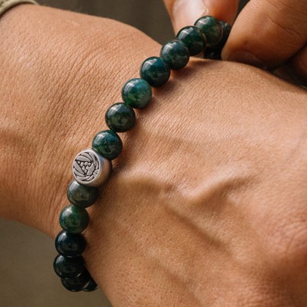 Bracelet d'agate vert émeraude pour hommes - Bracelets de perles