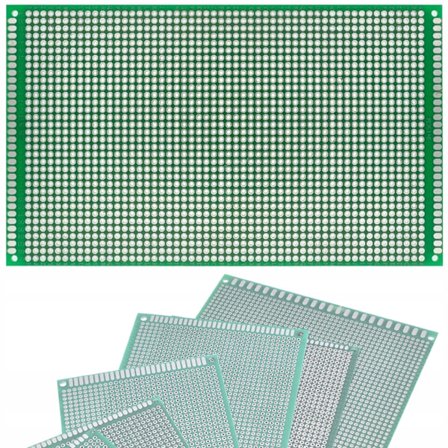Yleiskäyttöinen Prototyyppipiirilevy Kaksipuolinen 90 X 150 Mm – Vihreä | 2,54 Mm Jako | 4 Kiinnitysreikää