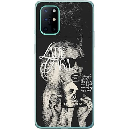 Yhteensopiva Puhelinkuori OnePlus 8T Lady Gaga mustavalkoinen retrojuliste aurinkolaseilla ja pop-taide-estetiikalla