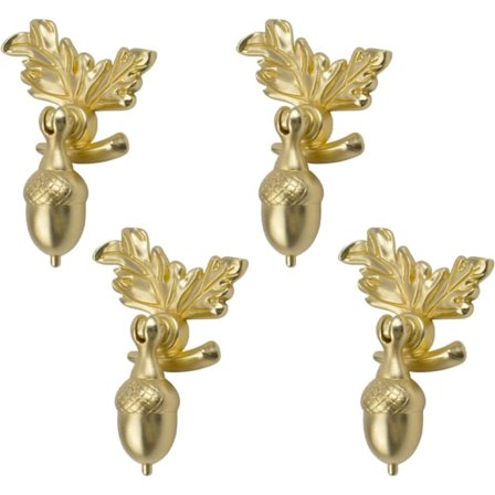 Eikenøtt skuffeknapper med blomstersokkel, 4 stk antikke sinklegering ekornknopper, hengende trekkhåndtak skuff ett hullhåndtak