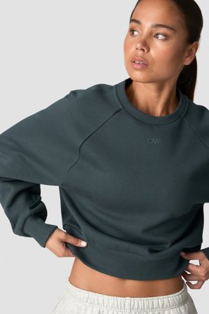 Everyday Cropped Crewneck Wmn Dark Green