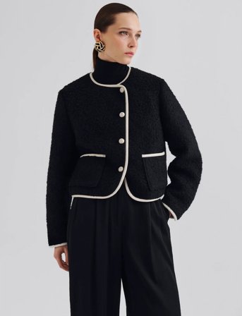 Malina Nylah Wool Blend Jacket - Black - XS