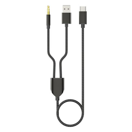 2-i-1-kabel Type-C til USB A 3,5 mm stereo bilhodesett Aux-kabel for telefonnettbrett