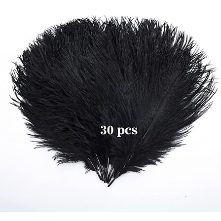 30 stk. Sorte Strutsefjær 25-30 cm for Borddekorasjoner Fest Bryllup Hjemmedekorasjoner Drømmefangere Vaser Håndverk (sort)