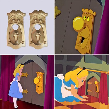 2 Pak Spejlede Dørhåndtag Alice i Eventyrland Mr. Resin Dekoration