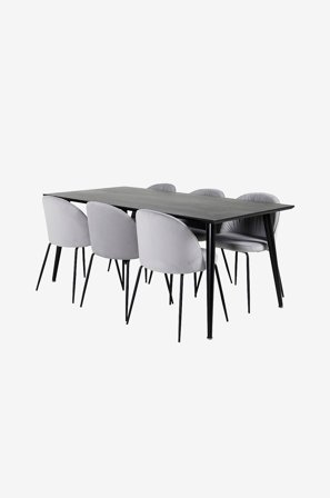 Venture Home - Matgrupp Doris med 6 stycken Vallby matstolar - Svart - Matgrupp 6 personer - Från Homeroom