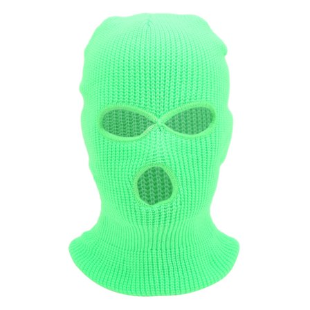 3 Huller Strikket Hel Ansigt Dækning Varm Vinter Vindtæt Ski Halsedisse Udendørs Sport Fluorescerende Grøn