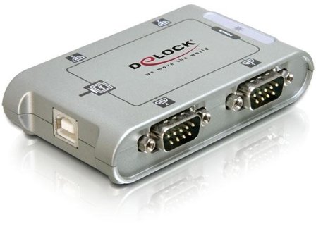 Delock USB 2.0 to 4 port serial HUB - seriell adapter - USB 2.0 - RS-232 x 4