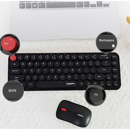 68 taster sort trådløst tastatur og mus-kombination, 2,4 GHz USB og T