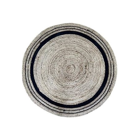 Pyöreä juuttimatto, 120x120cm, Luonnonvärinen/Musta