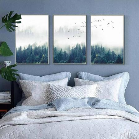 Wekity Misty Forest Wall Art Canvas Print Poster, Yksinkertainen muotivalokuvaus taidekoriste kodin olohuoneeseen, makuuhuoneeseen, toimistoon (3 
