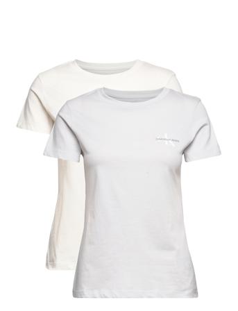 2-Pack Monologo Slim Tee T-shirts & Tops Short-sleeved Hvit Calvin Klein Jeans
