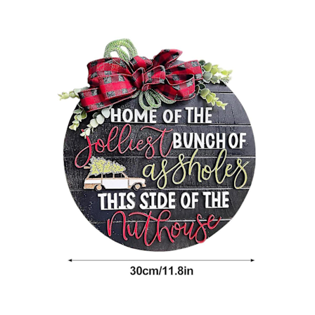 Ripustusperheen jouluovi käsityö puinen lomajuhla