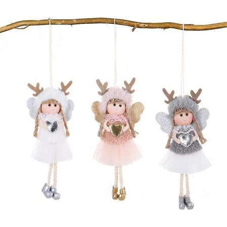 Sett med 3 juletrærheng, engeljuletrærhengdekorasjoner (a-5-f6) White