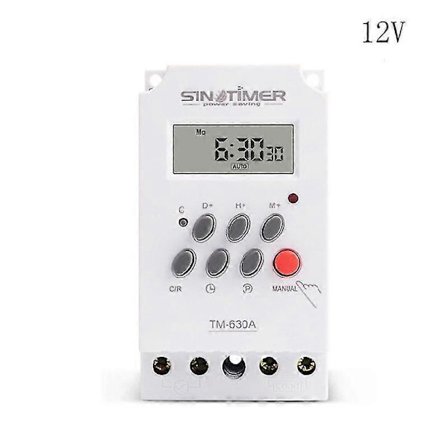 12/24/220V DC-tulo Aikarele 7 päivää Ohjelmoitava 24 tunnin Mini Ajastinkytkin Lähtökuorma 30A